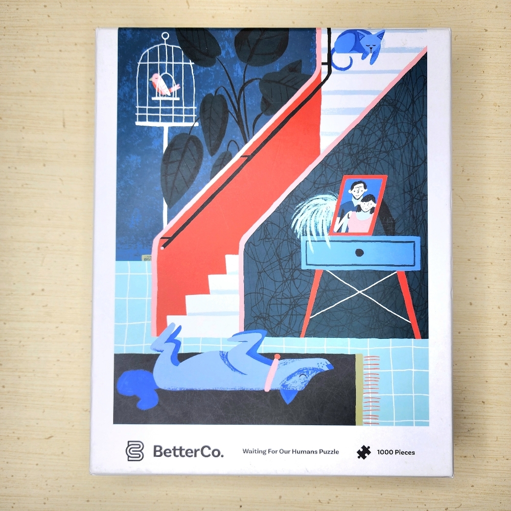 NIB Waiting For Our Humans 1000 Pc Puzzle Pet Dog Cat Bird